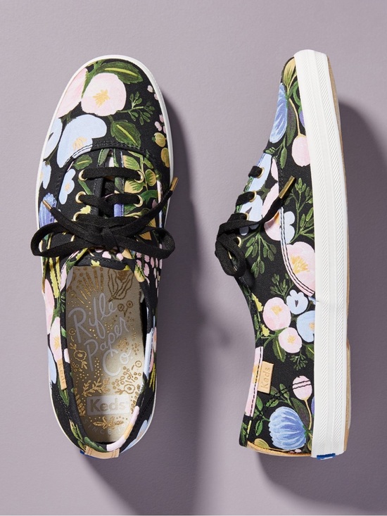 Keds Shoes - Keds x Rifle Paper Co. Botanical Champion Sneakers Black Motif Size 8